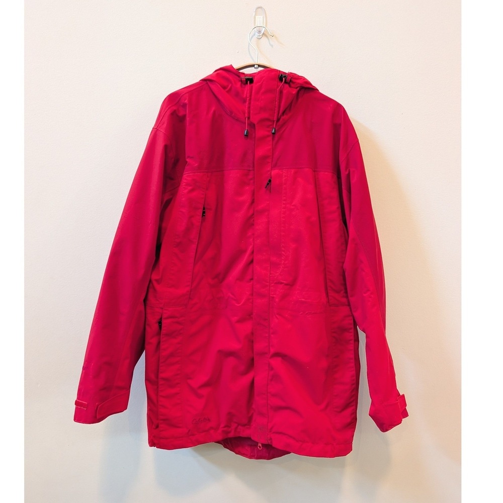 Cabelas Gore-Tex Rain Jacket Mens Medium Red Hooded Waterproof Shell